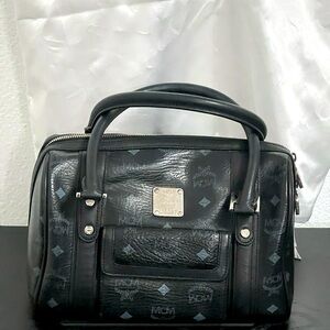 Authentic MCM hand bag - black cognac